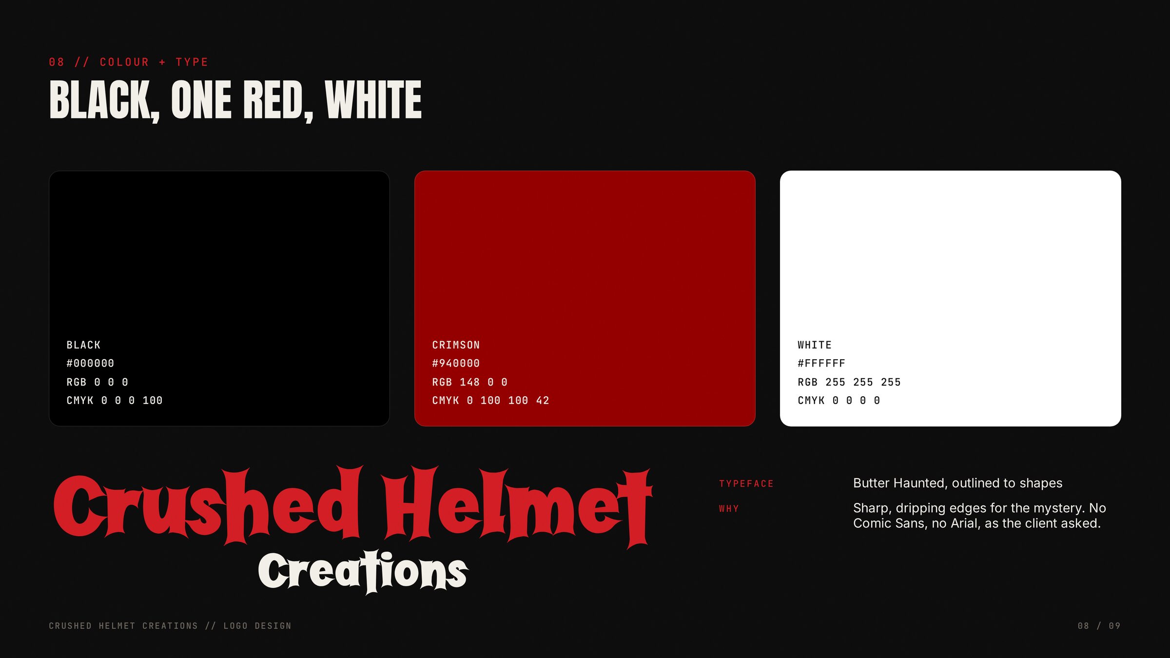 Crushed Helmet colour and type: black, one red, white